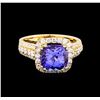 Image 2 : 14KT Yellow Gold 3.71 ctw Tanzanite and Diamond Ring