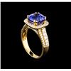 Image 4 : 14KT Yellow Gold 3.71 ctw Tanzanite and Diamond Ring