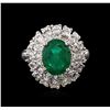 Image 2 : 3.02 ctw Emerald and Diamond Ring - 14KT White Gold