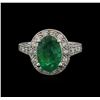 Image 2 : 2.93 ctw Emerald and Diamond Ring - 14KT White Gold