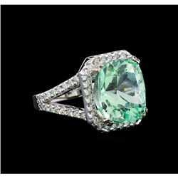GIA Cert 10.20 ctw Emerald and Diamond Ring - 14KT White Gold