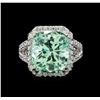 Image 2 : GIA Cert 10.20 ctw Emerald and Diamond Ring - 14KT White Gold