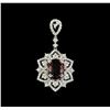 Image 1 : 2.20 ctw Tourmaline and Diamond Pendant - 14KT White Gold