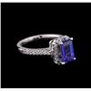 Image 1 : 2.17 ctw Tanzanite and Diamond Ring - 14KT White Gold