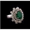 Image 1 : 14KT White Gold 3.08 ctw Emerald and Diamond Ring