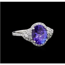 2.42 ctw Tanzanite and Diamond Ring - 14KT White Gold