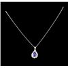 Image 1 : 1.82 ctw Tanzanite and Diamond Pendant With Chain - 14KT White Gold