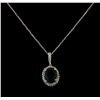 Image 1 : 1.32 ctw Emerald and Diamond Pendant With Chain - 14KT White Gold