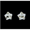 Image 1 : Glossy Star Shaped Post Earrings - Rhodium Plated