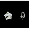 Image 2 : Glossy Star Shaped Post Earrings - Rhodium Plated