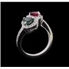 Image 4 : 1.24 ctw Pink Topaz and Diamond Ring - 14KT White Gold