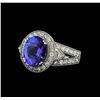 Image 1 : 3.91 ctw Tanzanite and Diamond Ring - 14KT White Gold