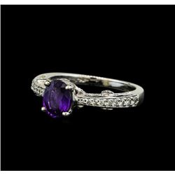 1.14 ctw Purple Sapphire and Diamond Ring - 14KT White Gold