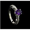 Image 4 : 1.14 ctw Purple Sapphire and Diamond Ring - 14KT White Gold