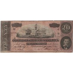 1864 $20 Confederate States of America Bank Note