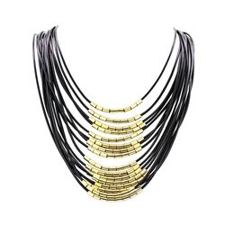 Leather Cord Necklace - Gold Plated