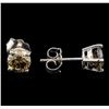 Image 2 : 14KT White Gold 1.22 ctw Fancy Brown Diamond Stud Earrings