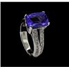 Image 4 : 4.51 ctw Tanzanite and Diamond Ring - 14KT White Gold