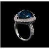 Image 4 : 14KT White Gold 13.10 ctw Topaz and Diamond Ring