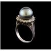 Image 4 : Pearl and Diamond Ring - 14KT White Gold