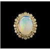 Image 2 : 11.88 ctw Opal and Diamond Ring - 14KT Yellow Gold