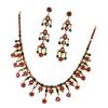 22K Gold/SS Natural Ruby & Emerald Necklace & Earring Jewelry Suite Set