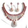 Image 1 : 22K Gold/SS Natural Ruby & White Sapphire Necklace & Earring Suite