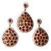 Image 1 : 22K Gold/SS Ruby & White Sapphire Pendant & Earring Set
