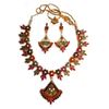 Image 1 : 22K Gold/SS Ruby, Emerald & Blue Sapphire 3-pc Jewelry Suite Set