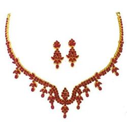 Exotic Ruby Necklace & Earring Jewelry Suite Set