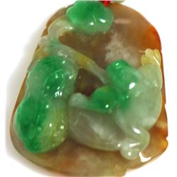 Huge 255ct Tri-Color Jade Carving Plaque 55mm