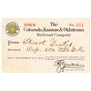 Image 1 : Colorado, Kansas & Oklahoma Railroad Co. Annual Pass (1914)