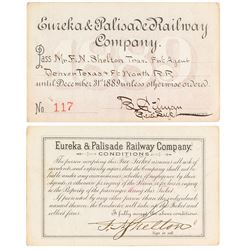 Eureka & Palisade Railway Company Pass (1889)