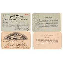 Fort Worth & Rio Grande Railway Co. Annual Passes (1888 & 1897)