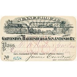 Galveston, Harrisburg & San Antonio Railway Pass (1881)