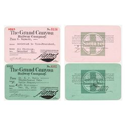 Grand Canyon Railway Company Passes (1912 & 1915)