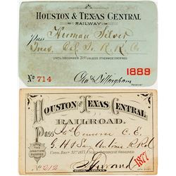 Houston & Texas Central Railroad Annual Passes (1877 & 1889)