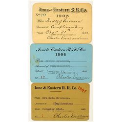 Ione & Eastern Railroad Co. Annual Pass Trio