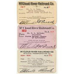 McCloud River Railroad Co. Passes (3)