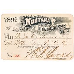 Montana Union Railway Annual Pass (1897)