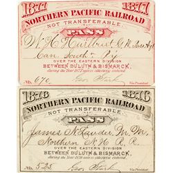 Northern Pacific Railroad Annual Passes (1876 & 1877)