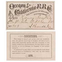 Oregon & California Railroad Company Annual Pass (1876)