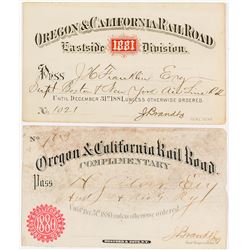 Oregon & California Railroad Company Annual Passes (1880 & 1881)