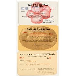 San Luis Central Railway Co. Annual Pass Trio