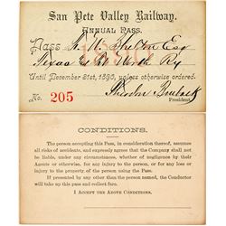 San Pete Valley Railway Annual Pass (1890) (Utah Coal Mining)