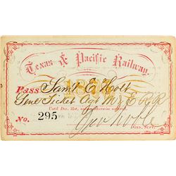 Texas & Pacific Railway Annual Pass (1875)