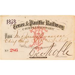 Texas & Pacific Railway Annual Pass (1878)