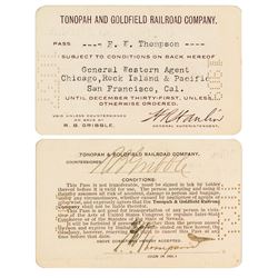 Tonopah & Goldfield Railroad Company Pass (1909)