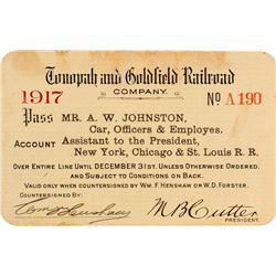 Tonopah & Goldfield Railroad Company Pass (1917)