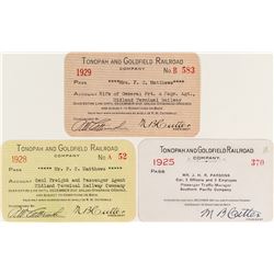 Tonopah & Goldfield Railroad Company Passes: 1925, 1928, & 1929